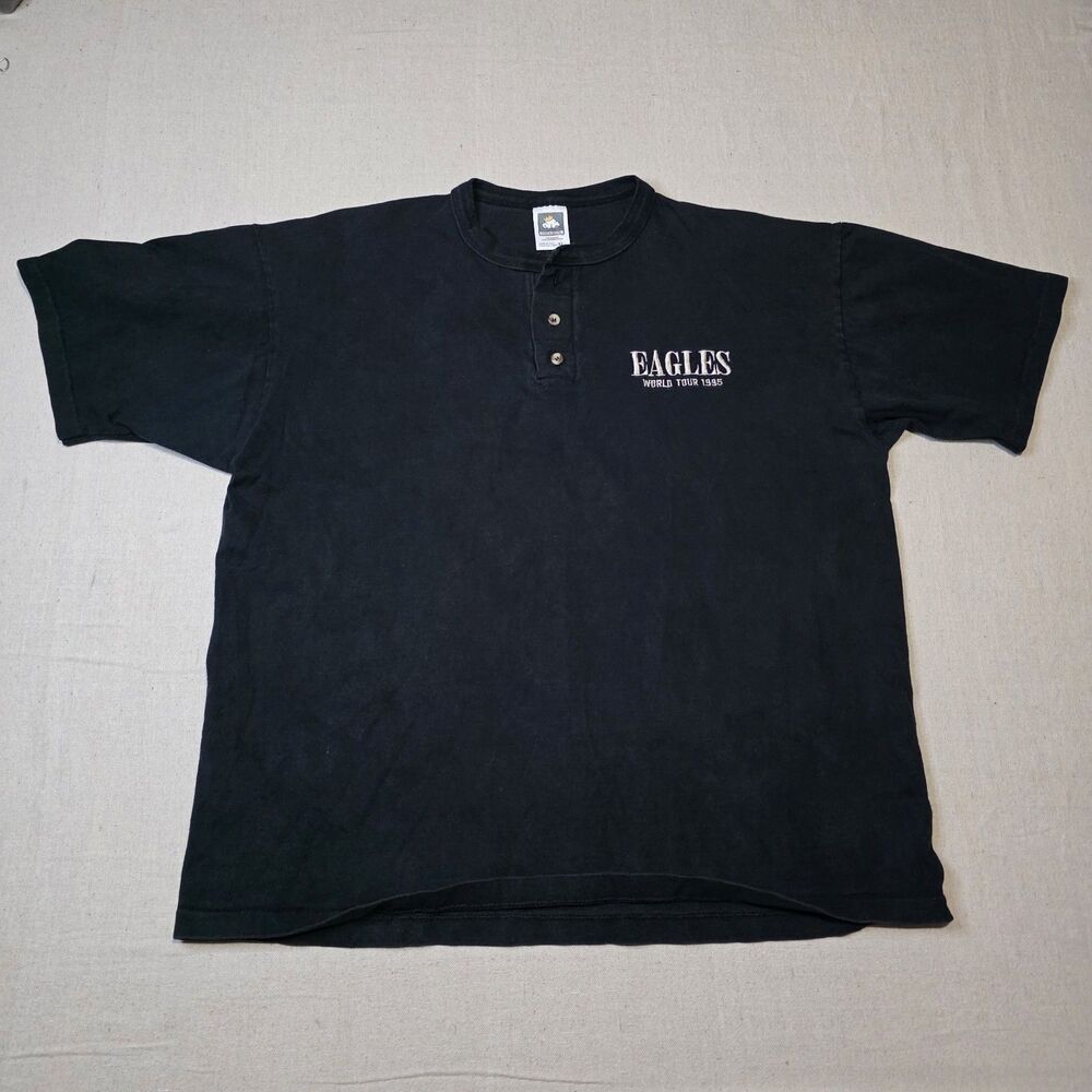 Vintage Eagles 1995 World Tour T-Shirt Black Size XL Cotton Deluxe Tag MADE USA